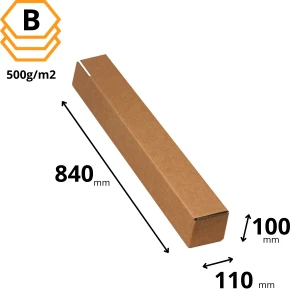 Karton tuba kwadratowa 110x100x840 mm Kraft - 10 sztuk