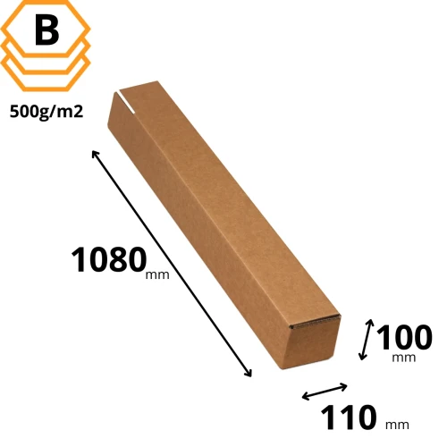 Karton tuba 110x100x1080 mm bardzo mocna i wytrzymała brązowa na wąskie przedmioty KRAFT
