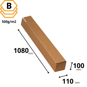 Karton tuba kwadratowa 110x100x1080 mm Kraft - 10 sztuk