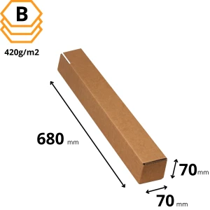 Karton tuba kwadratowa 70x70x680 mm Kraft - 400 sztuk