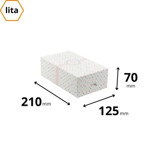 Karton na ciasteczka 21x12,5x7 cm kropki - 10 800 sztuk