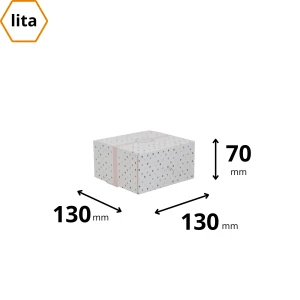 Karton na ciasteczka 13x13x7 cm kropki - 13 200 sztuk
