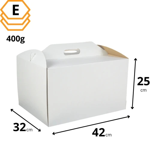Biały karton na duży tort 420x320x250 mm bardzo mocny karton