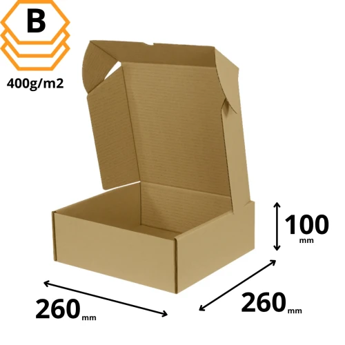 Karton fasonowy 260x260x100 – mocne, ekologiczne opakowanie do wysyłki i prezentów.webp