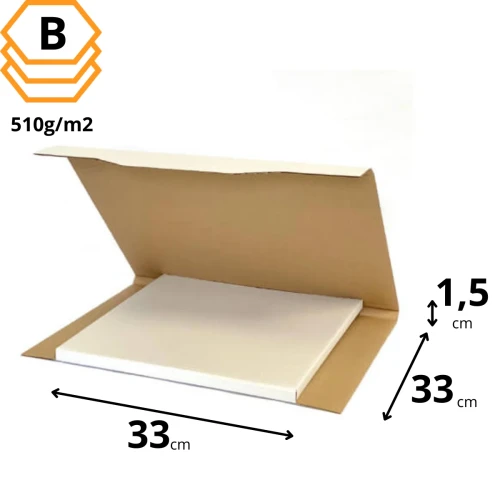Wzmocnione białe pudełko na płyty analogowe gramofonowe 33x33x1,5 cm