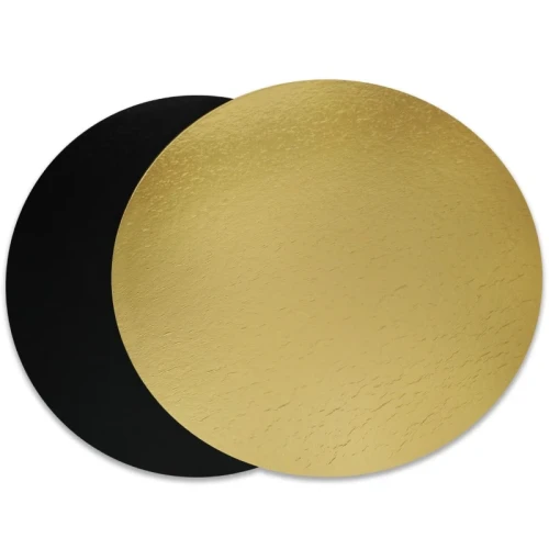 Podkład pod tort 2000 g 34 cm gładki, złoto-czarny, dwustronny - 50 szt.