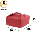 Solidne opakowanie cukiernicze 30x30x15 cm, w kolorze czerwonym, z wygodną rączką, doskonałe na duże desery na wynos.webp