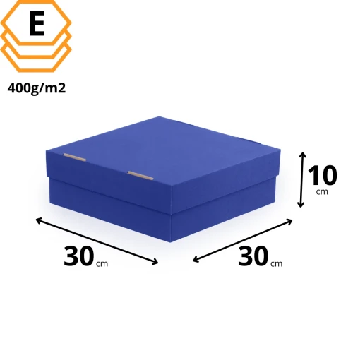 Niebieskie pudełko na muffiny 30x30x10 cm, idealne na ciastka, pączki i drobne wypieki.webp