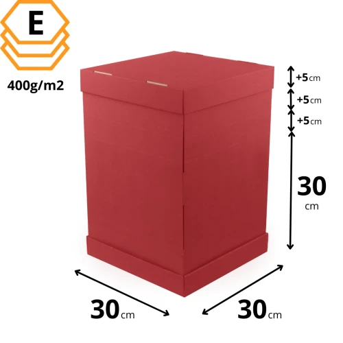 Czerwone pudełko prezentowe 30x30x45 cm z regulacją wysokości, idealne na wyjątkowy dar i upominek.webp