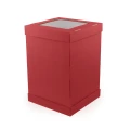 Solidne opakowanie na podarunek 30x30x45 cm, otwierane z okienkiem, dla przyjaciela lub rodziny czerwone z oknem.webp