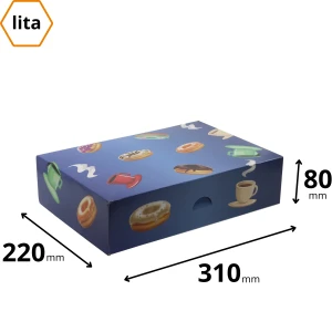 Karton na pączki 31x22x8 cm niebieski - 3600 sztuk