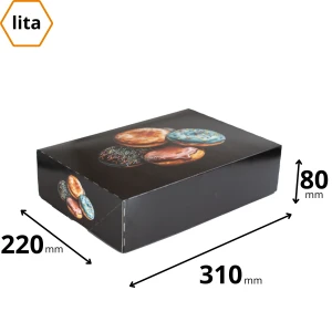 Karton na pączki 31x22x8 cm czarny - 600 sztuk