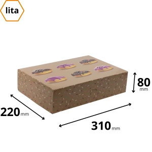 Karton na pączki 31x22x8 cm beżowy - 3600 sztuk