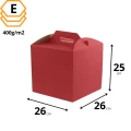 Czerwone pudełko na torty 26x26x25 cm z uchwytem, idealne do bezpiecznego transportu ciast