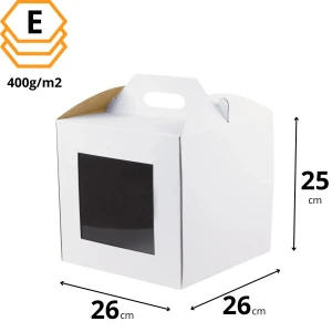 Karton na tort 26x26x25 cm małe okno - 1000 sztuk