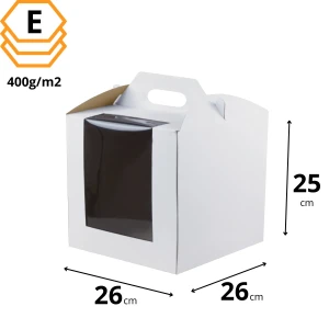 Karton na tort 26x26x25 cm duże okno - 1000 sztuk