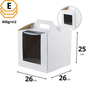 Karton na tort 26x26x25 cm dwoma oknami - 100 sztuk
