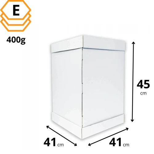 Biały karton pudełko na wysoki tort 410x410x450 mm mocny