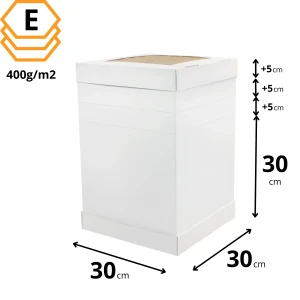 Pudełko Jumbo z okienkiem na wysoki tort 30x30 cm z regulacją wysokości - 140 sztuk