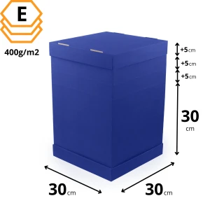 Pudełko Jumbo na wysoki tort niebieskie 30x30x45 cm z regulacją wysokości - 700 sztuk