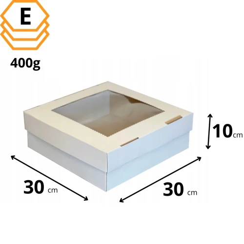 Białe opakowanie na muffiny z okienkiem 30x30x10 cm