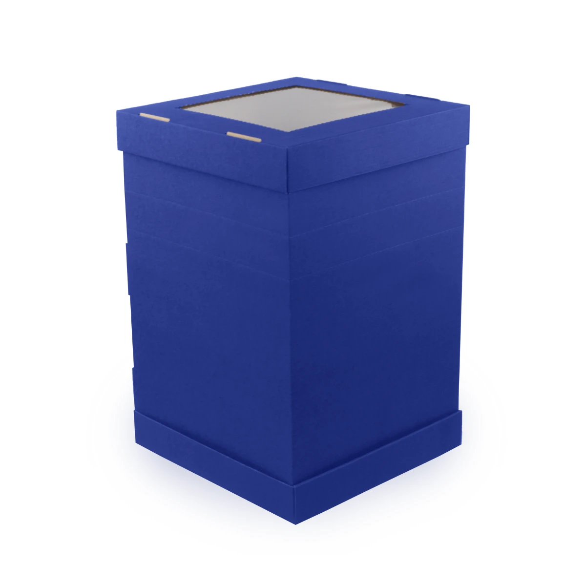 Niebieskie pudełko prezentowe 30x30x45 cm z oknem i regulacją wysokości, idealne na wyjątkowy dar